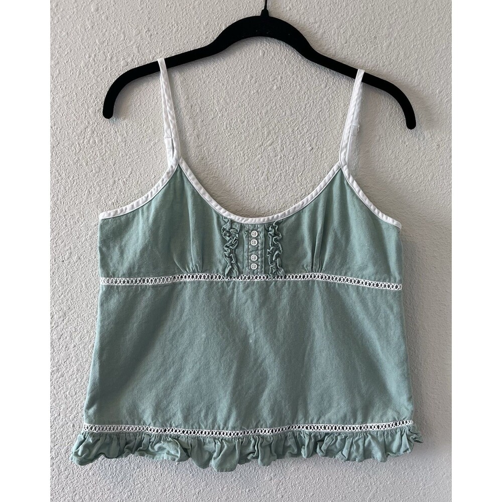Lollia Tank Top Size Med Light Blue Babydoll Coquette Y2K Lace Ruffle Fairy